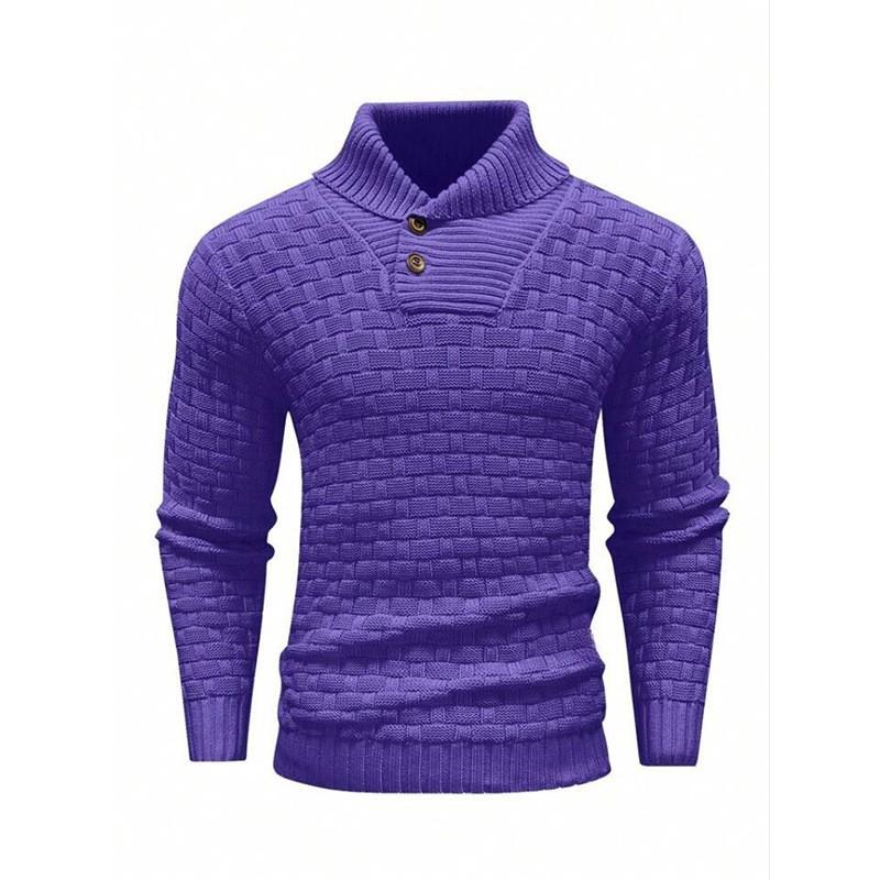 Men's Lapel Business Knitted Sweater Fashion Elastic Pullover Bottom Sweater