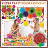 20-Piece Paper Fan Party Decoration Set: Pom-Poms, Pre-Assembled Pennant Banner, And Flag String Decorations