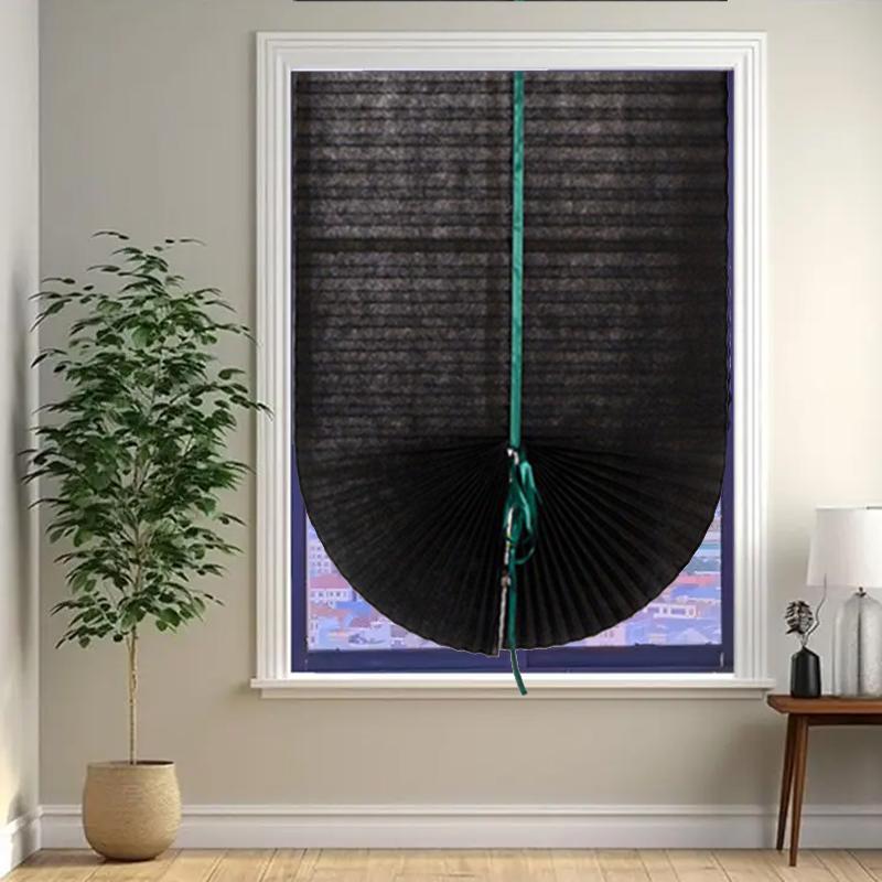 1PC Semi-Transparent Bedroom With Green Ribbons Removable Light Filtering Window Coverings Multiple Sizes