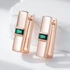 Unique Square Green Zircon Earrings for Women Luxury Gold Color Simple Bride Earrings Vintage Wedding Jewelry
