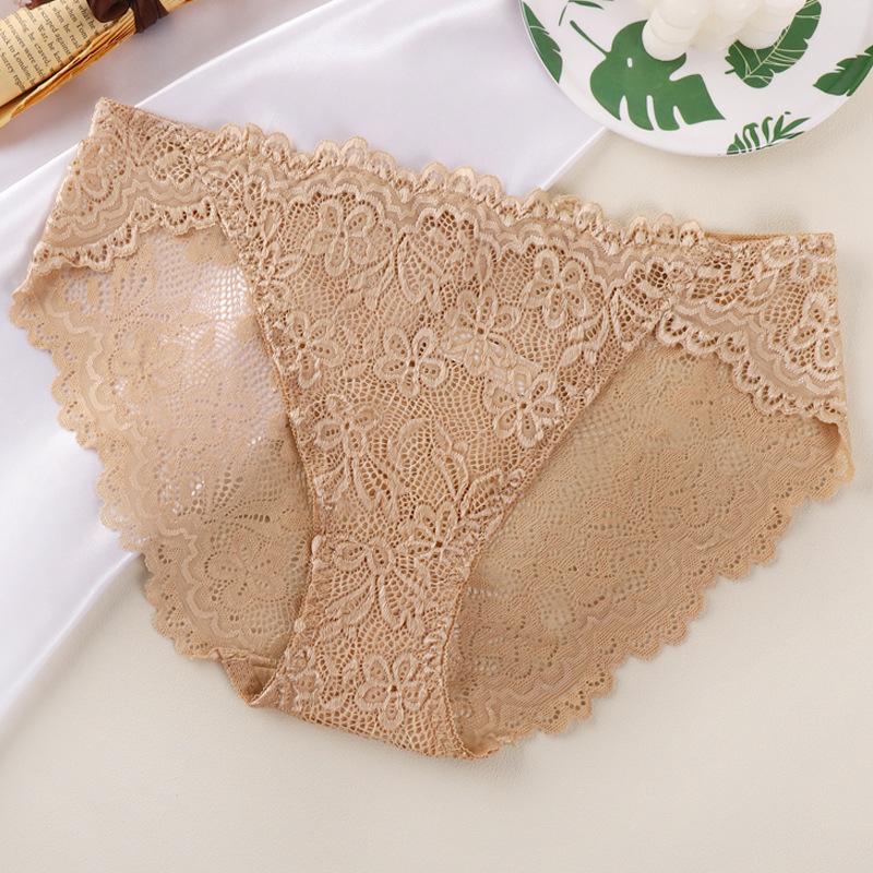 TERMEZY Women's Sexy Low Rise Lace Triangle Panties Breathable Solid Color Soft Stretch Comfort Close Fitting Hip Lingerie Underwear for Daily Wear