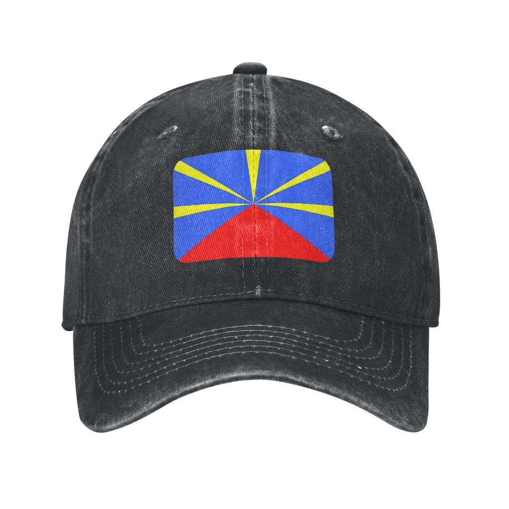 974 Reunion Island Flag Washed Denim Cap Casual Baseball Caps Adjustable Hat Summer Unisex Baseball Hats