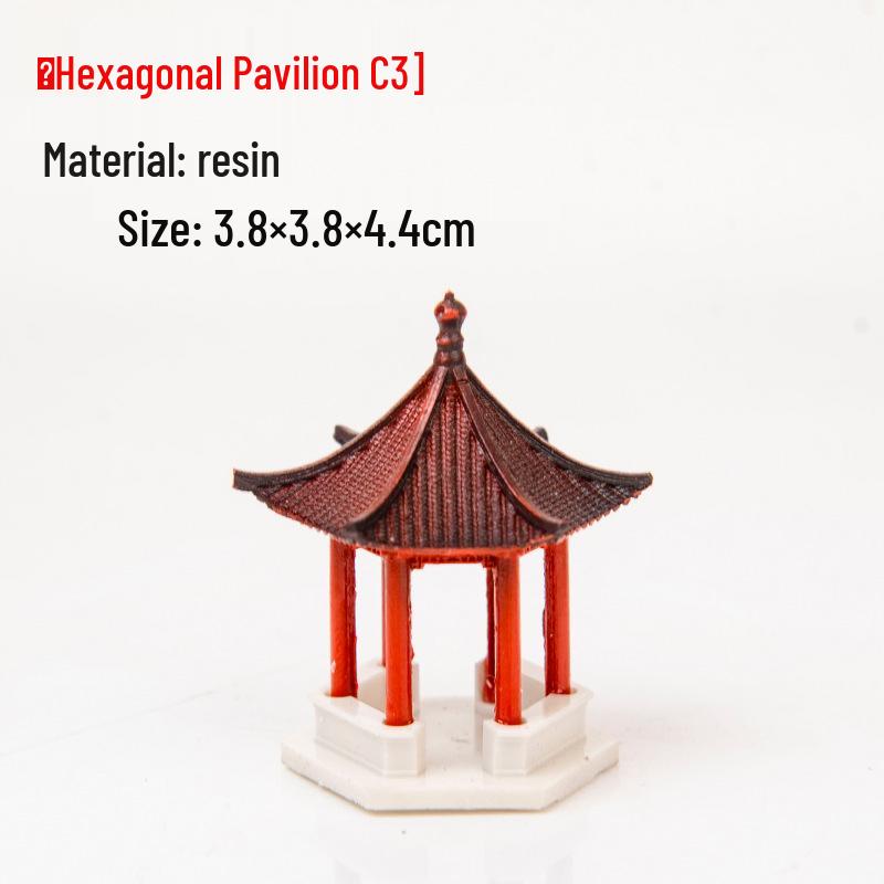Ancient Architecture Bonsai Pavilion Ornament for Fish Tank and Aquaterrarium Landscaping