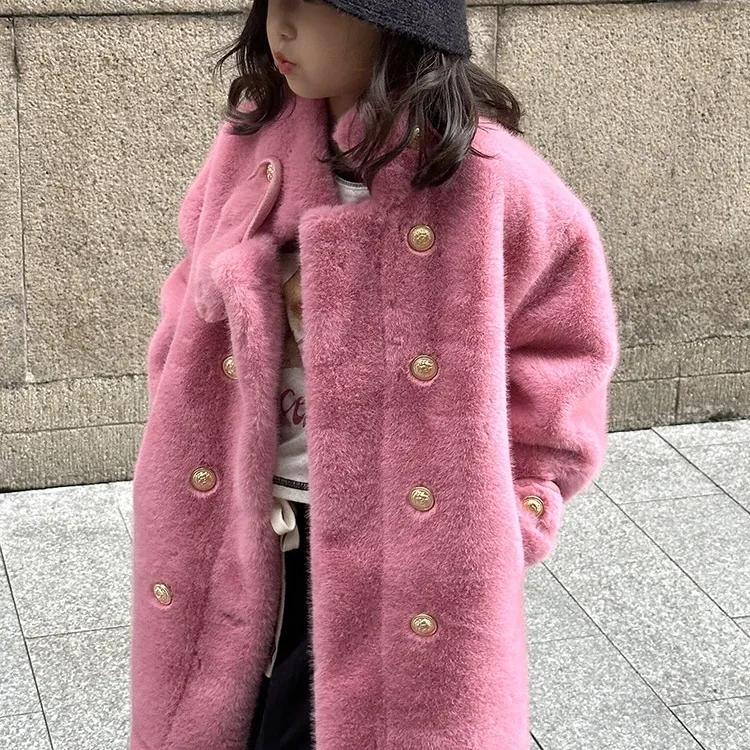 Girls Autumn Winter Imitation Mink Velvet Jackets Loose Casual Sweater Coat