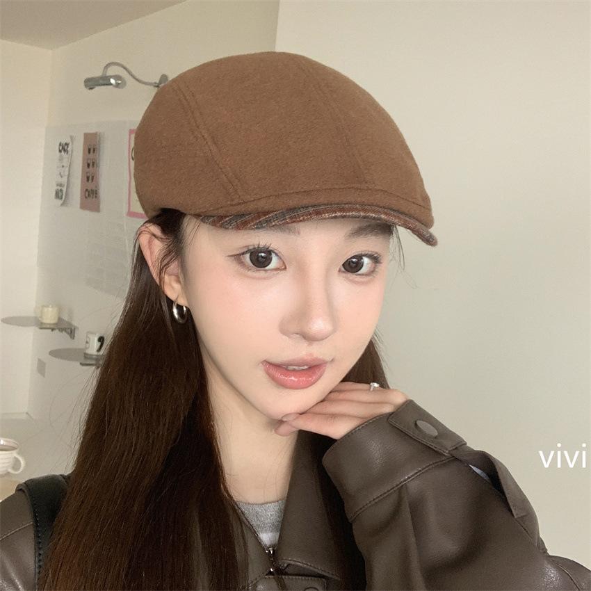 New retro black forward hat children autumn and winter British retro versatile simple temperament literary cap