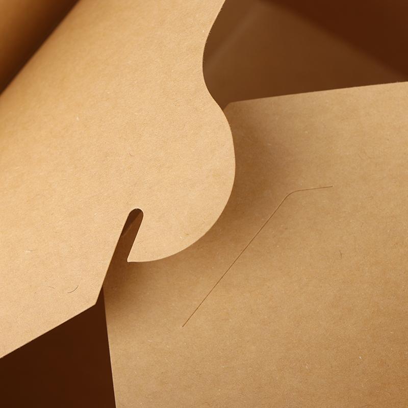 10Pcs Disposable Fast Food Box Thickened Kraft Paper Folding Packaging Box Bento Cake Grilled Meat Salad Food Container For Rest