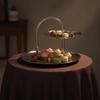 Stainless Steel Two-Level Serving Tray Elegant for Afternoon Tea