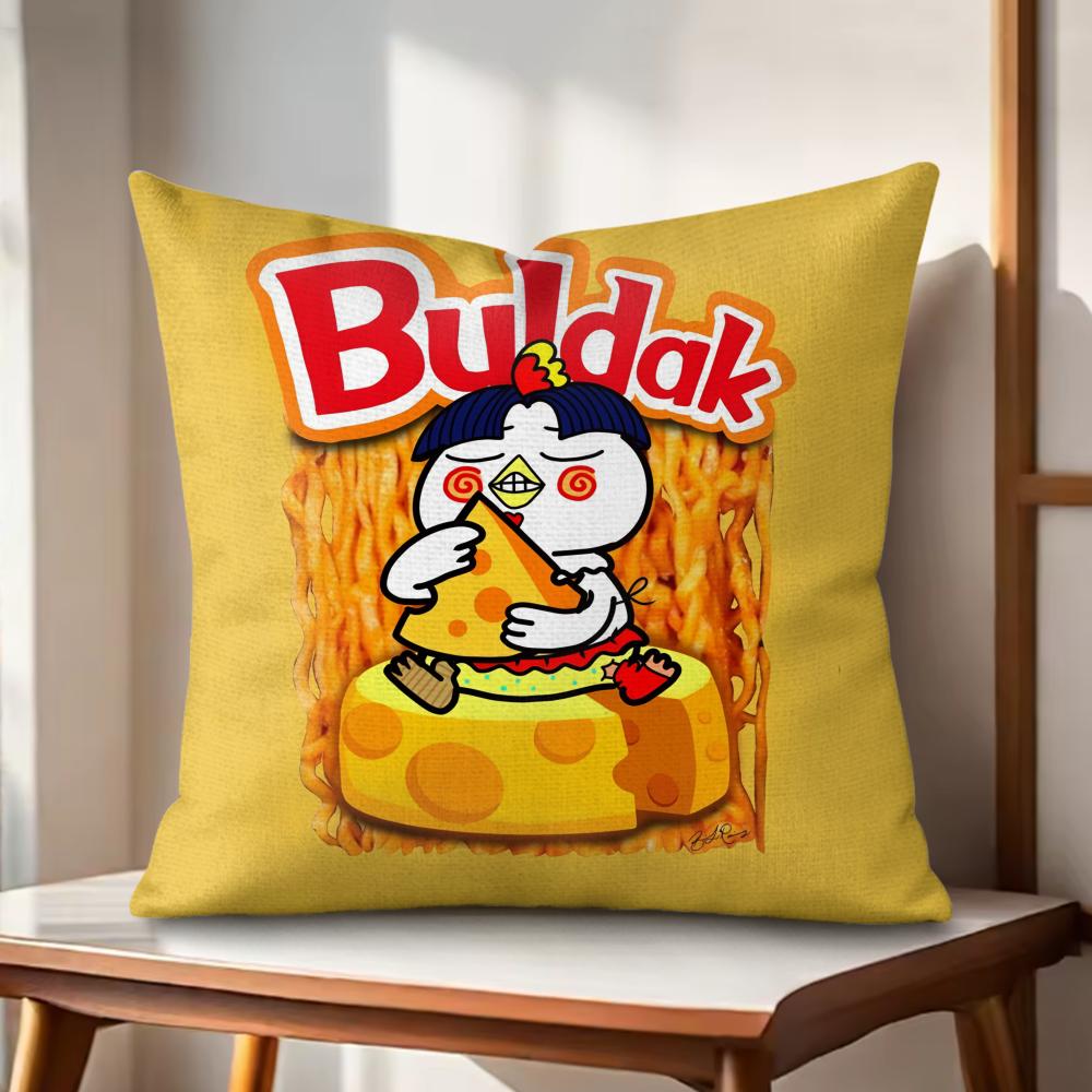 

Kwaii Anime BBuldak RameSn Cushion Cover Natural Linen Organic Fabric DoubleSided Printing Couch Pillow Covers Home Decor 30x30cm