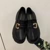 2025 Autumn New Loafers Women's Mid-Heel Single Shoes PU Fashion Low-Cut Slip-On Chunky Heel Deep Mouth Thick Sole Casual