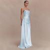 European and American women's clothing summer new satin tube top sexy halter pleated streamer dress hip dress