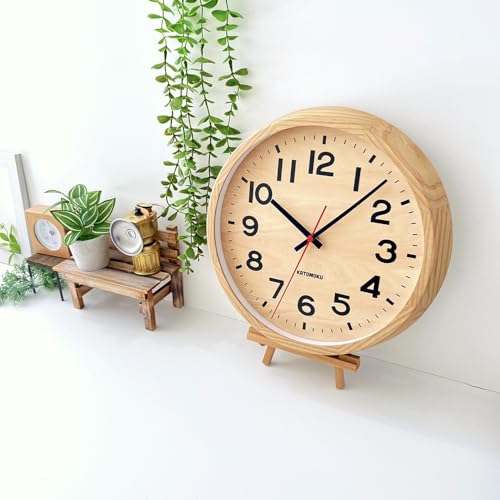 KATOMOKU Muku Uhr 15 Natur km-107NARC Wanduhr mit schleichender Sekunde, 30,6cm Durchmesser (Funkuhr)