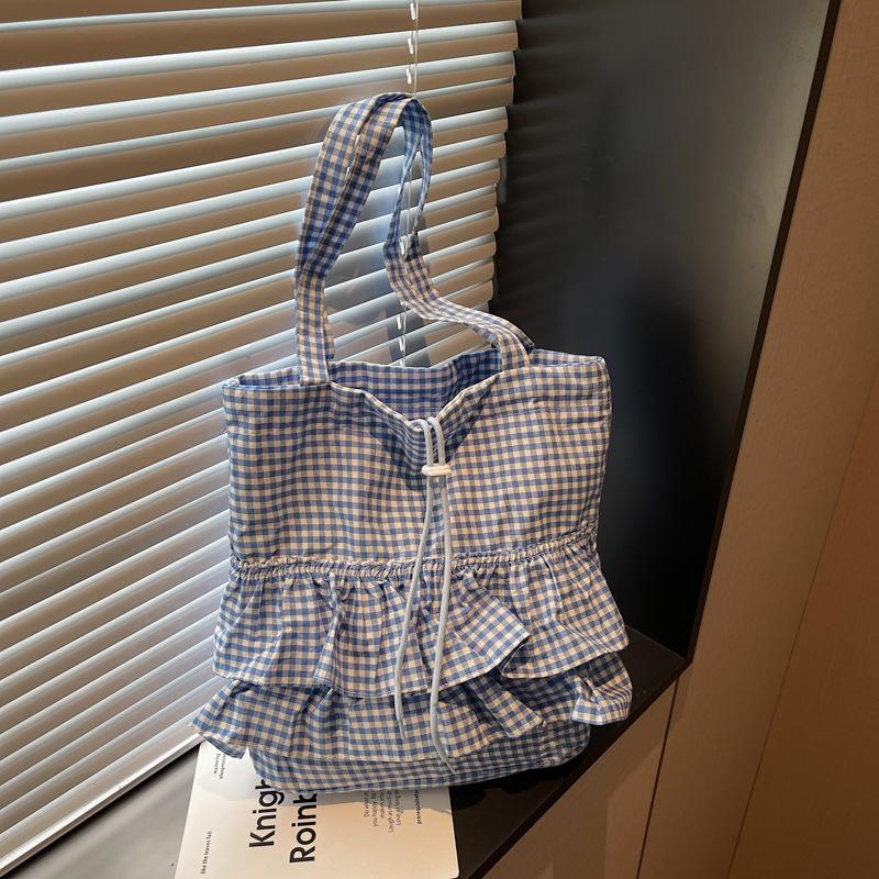 2025 fashionable and popular plaid commuting simple tote bag niche design underarm bag foreign style large capacity shoulder bag