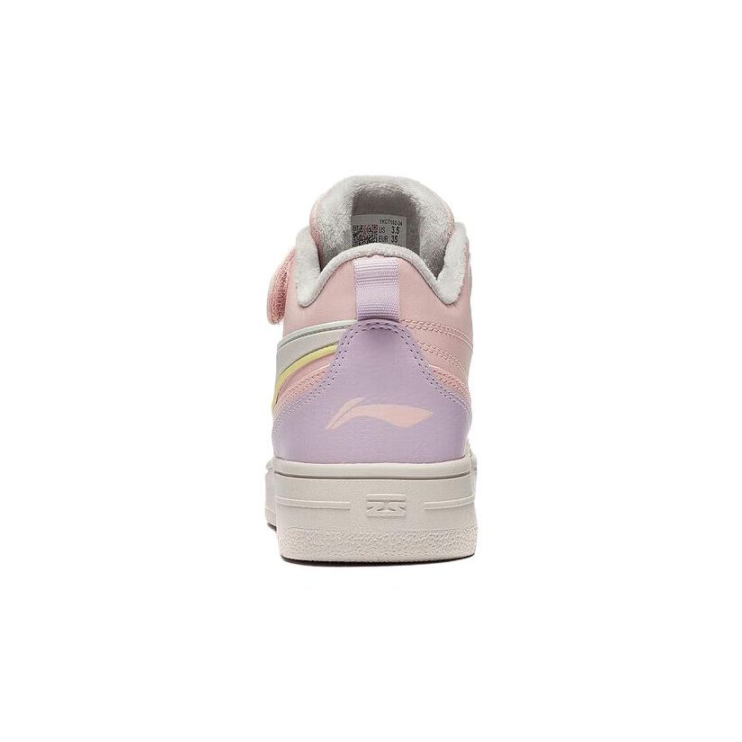 Li Ning Kids Fleece High-Top Skate Shoes Kids Sneakers Pink Gray YKCT152-24