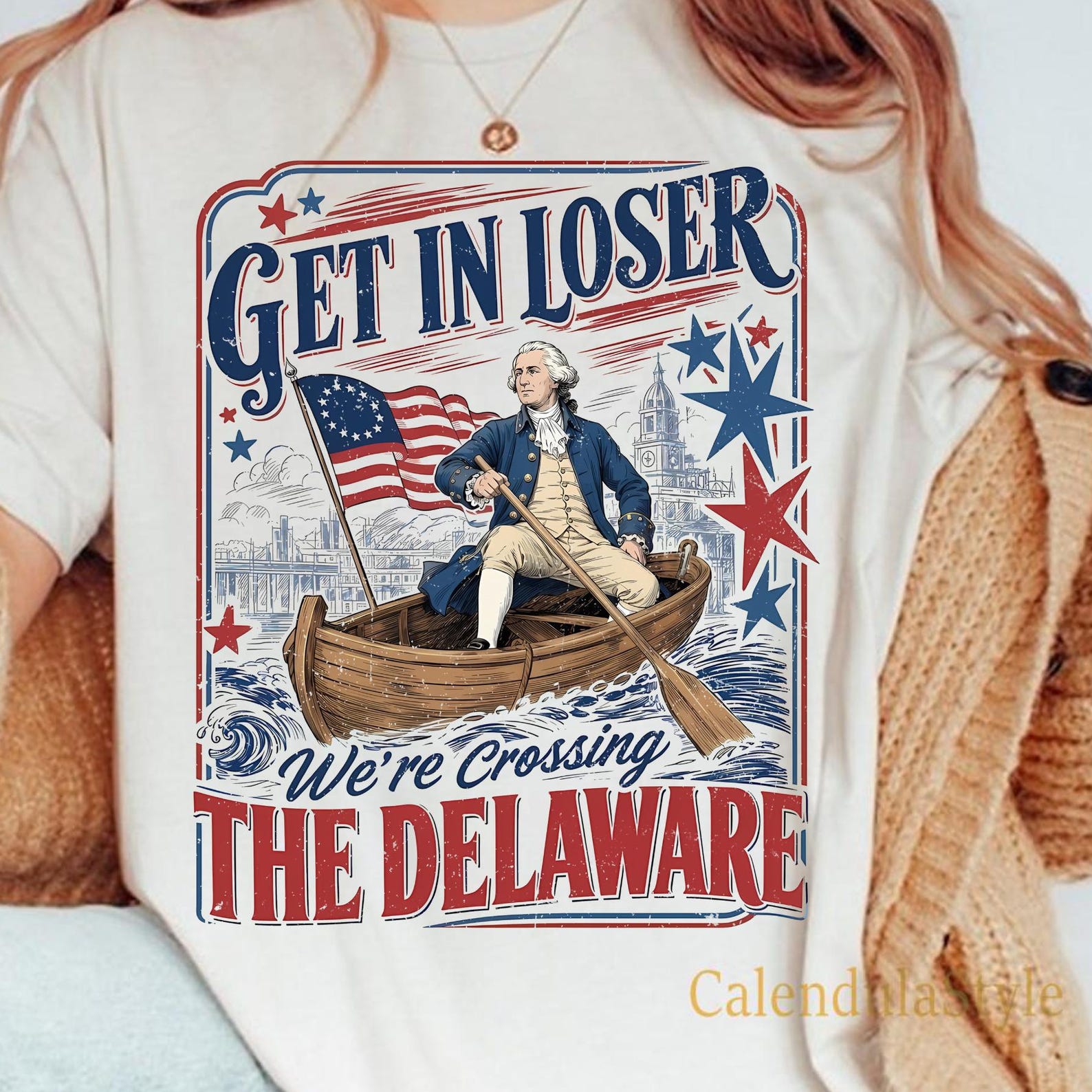 Get In Loser We re Crossing The Delaware Shirt, USA 250 Years Anniversary Shirt, Revolutionary History Tee, George Washington Shirt 4XL