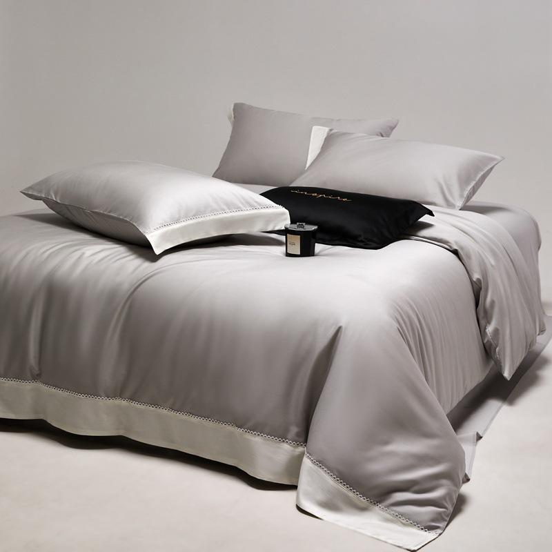 Luxury 200s Lenzing Tencel Bedding Set: Skin-Friendly Bed Sheets, Silk Smooth Duvet Cover, Bare Sleep Bed Skirt.