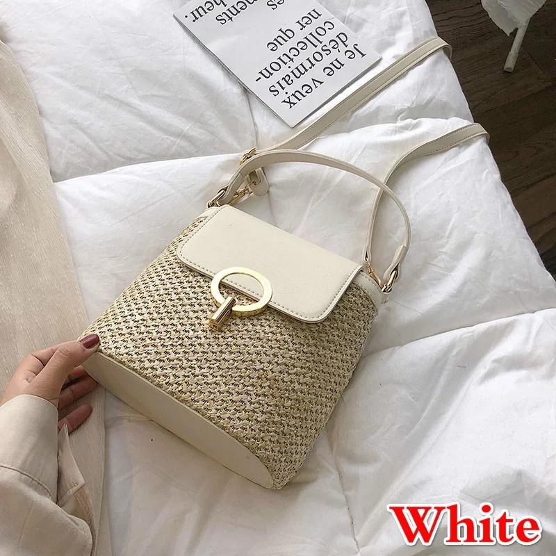 

Пляжная сумка из ткани для женщин, новый модный тренд, корейская версия, универсальная модная портативная сумка-ведро через плечо