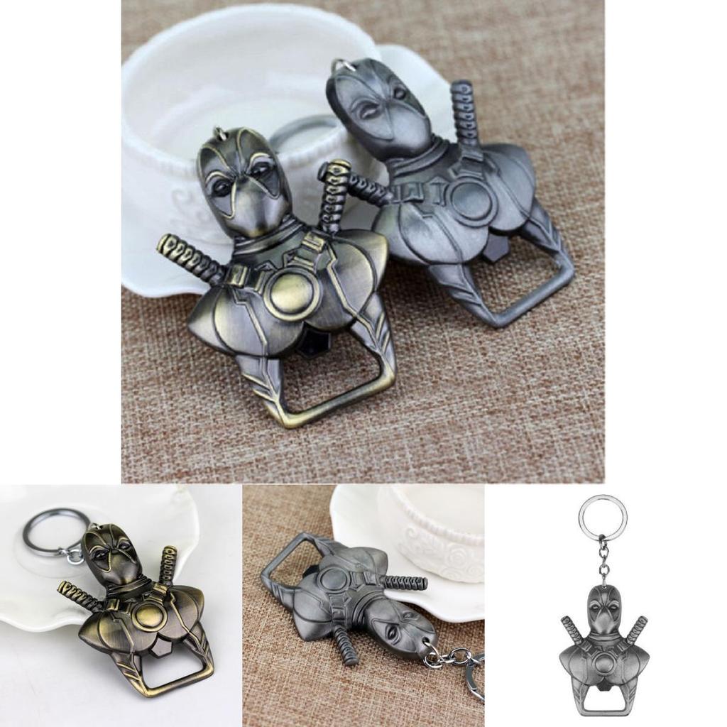 Silver Bronze Marvel Comics Deadpool Logo Metal Bottle Opener Keyring Keychain