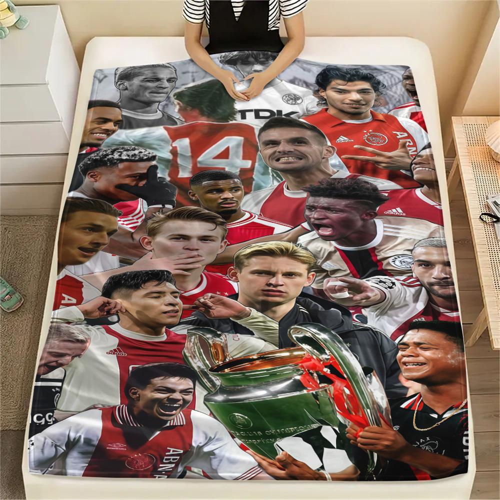 AFC Ajax Logo Print Flanelldecke, Hohe Qualität, Bequem für alle Jahreszeiten, Heimdekoration, Wärme und Komfort