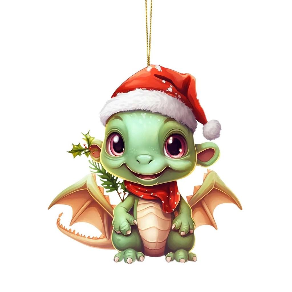 Charming Cartoon Christmas Dragon Car Decor Bright Festive Hanging Ornament Homes For