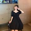 Summer Korean Version 2026 Waist and Thin Temperament Versatile Pleated Super Fire Bubble Short-sleeved Dress Women's Skirt