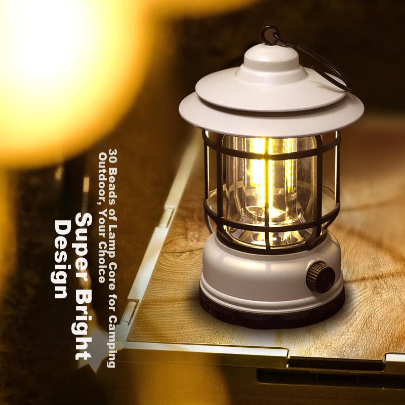 MOTIE Retro Camping Light, Ambient Light, Outdoor Tent Camping Lamp, Rechargeable Lantern, Hanging Light, LED, Ultra-Long Battery Life, Super Bright