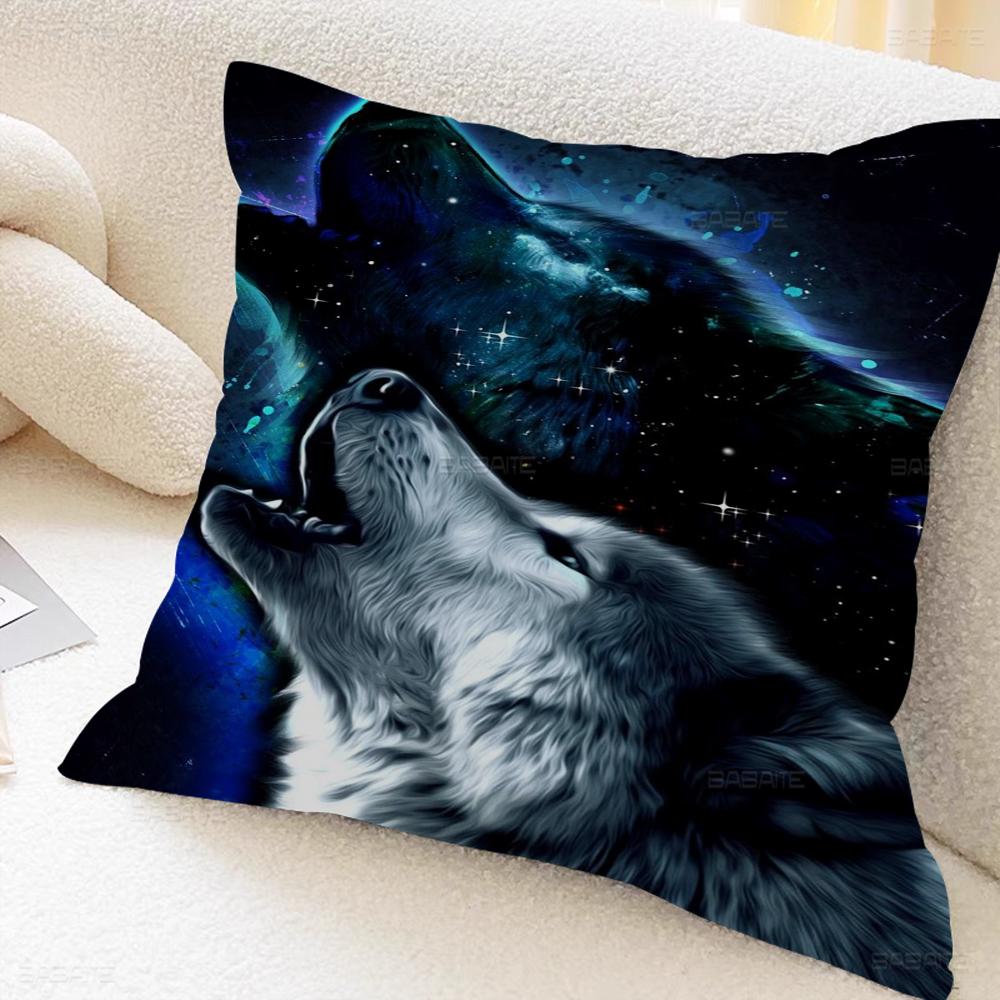 Animal Wolf Wallart Cushion Cover Inches Farmhouse Decor Home Throw Pillow Covers For Couch Decorations