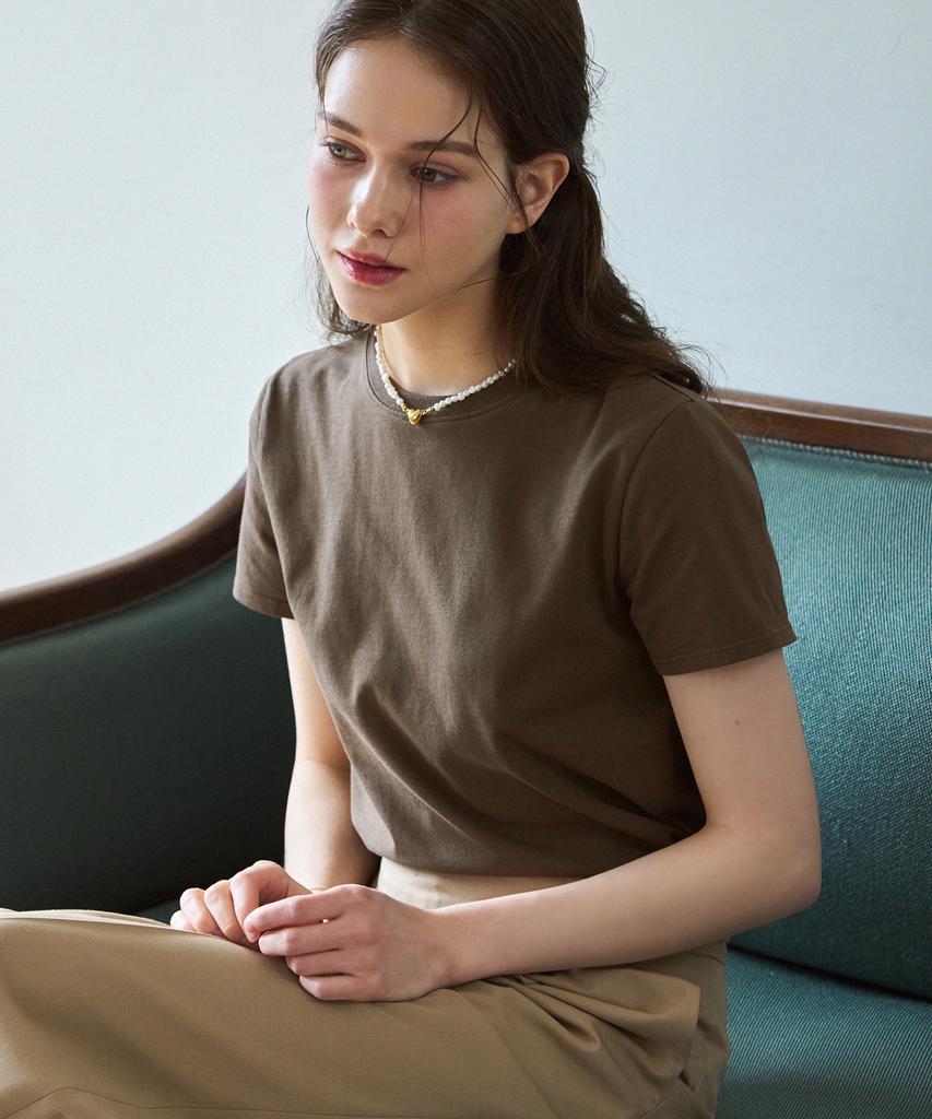 Deuloupisumeon Supima Silket Crew Neck Short Sleeve T-Shirt [Yellow Beige]