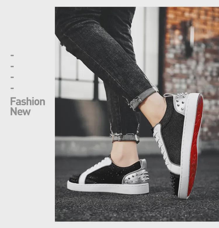 Cross-Border European Men's Rivet Sneakers - Versatile Red Bottom Trend for Spring & Autumn