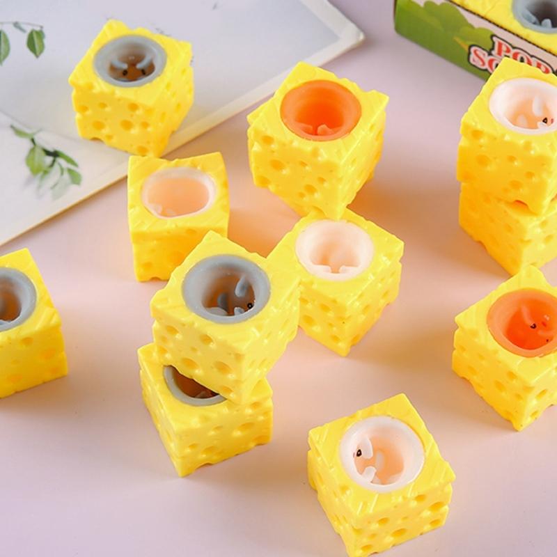 Squeeze Cheese Stress Ball Mouse Shaped Sensory Squeeze Toy For Adults Children Office Home Use Soft Durable TPR Material