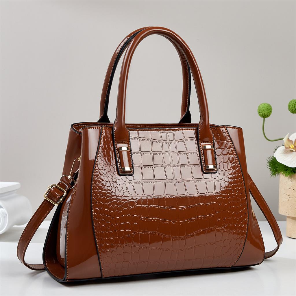 New Fashion Crocodile Pattern Handbag,Large Capacity Shoulder Crossbody Tote Bag