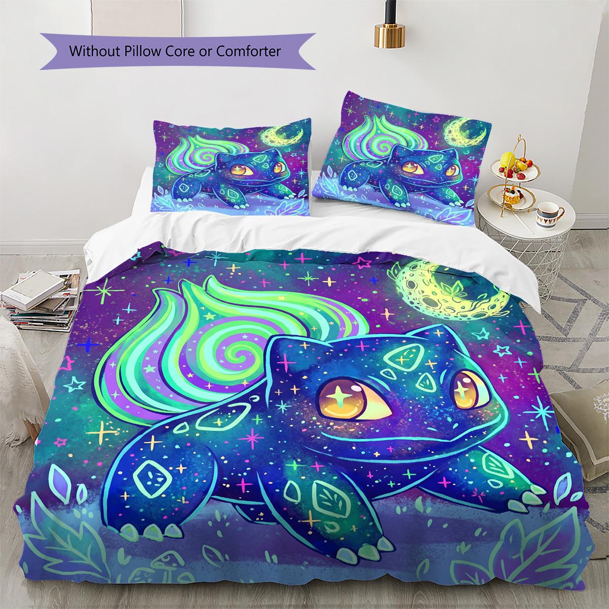 

Bulbasaur Pattern Bedding Quilt Set Quilt Cover Pillowcase Home Decoration Birthday Gift (1 * duvet cover + 2 * pillowcase, without core) 135x200cm
