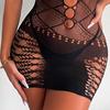 Sex Clothes Jacquard One-piece Long-sleeved Hip Skirt Net Coat Hollow Stockings