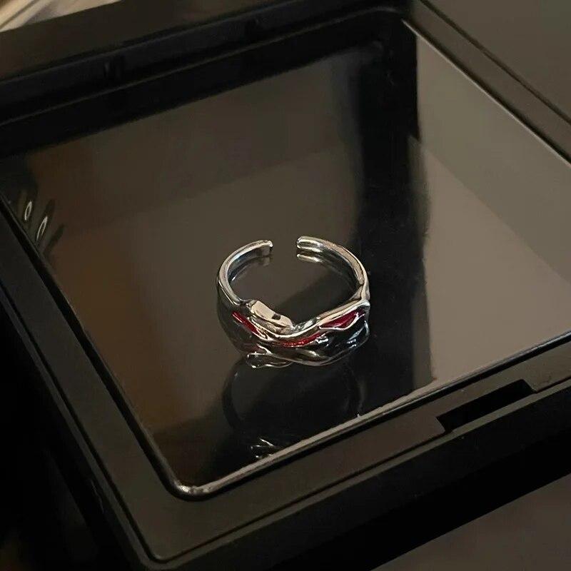 

Винтажные открытые кольца с красной эмалью и крестом для женщин и мужчин, кольца в стиле панк, хип-хоп, нерегулярные с текстурой лавы, Y2K, эстетические украшения as the picture-