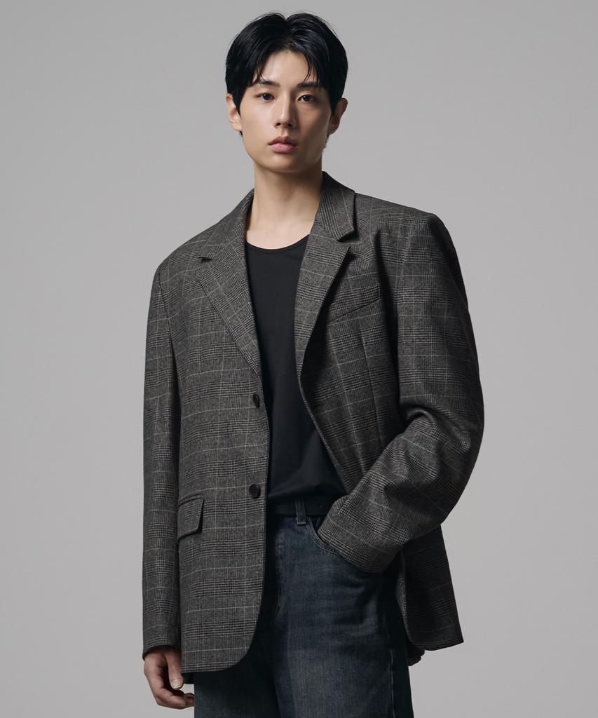 Draw Fit Oversized Modern Check Blazer