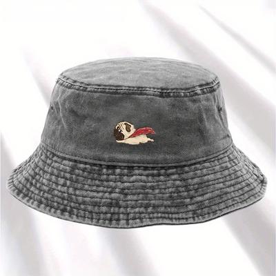 Dog Print Fisherman Hat, Foldable Storage, Washed and Vintage Style, Men's and Women's Fashionable Bucket Hat Basin Hat