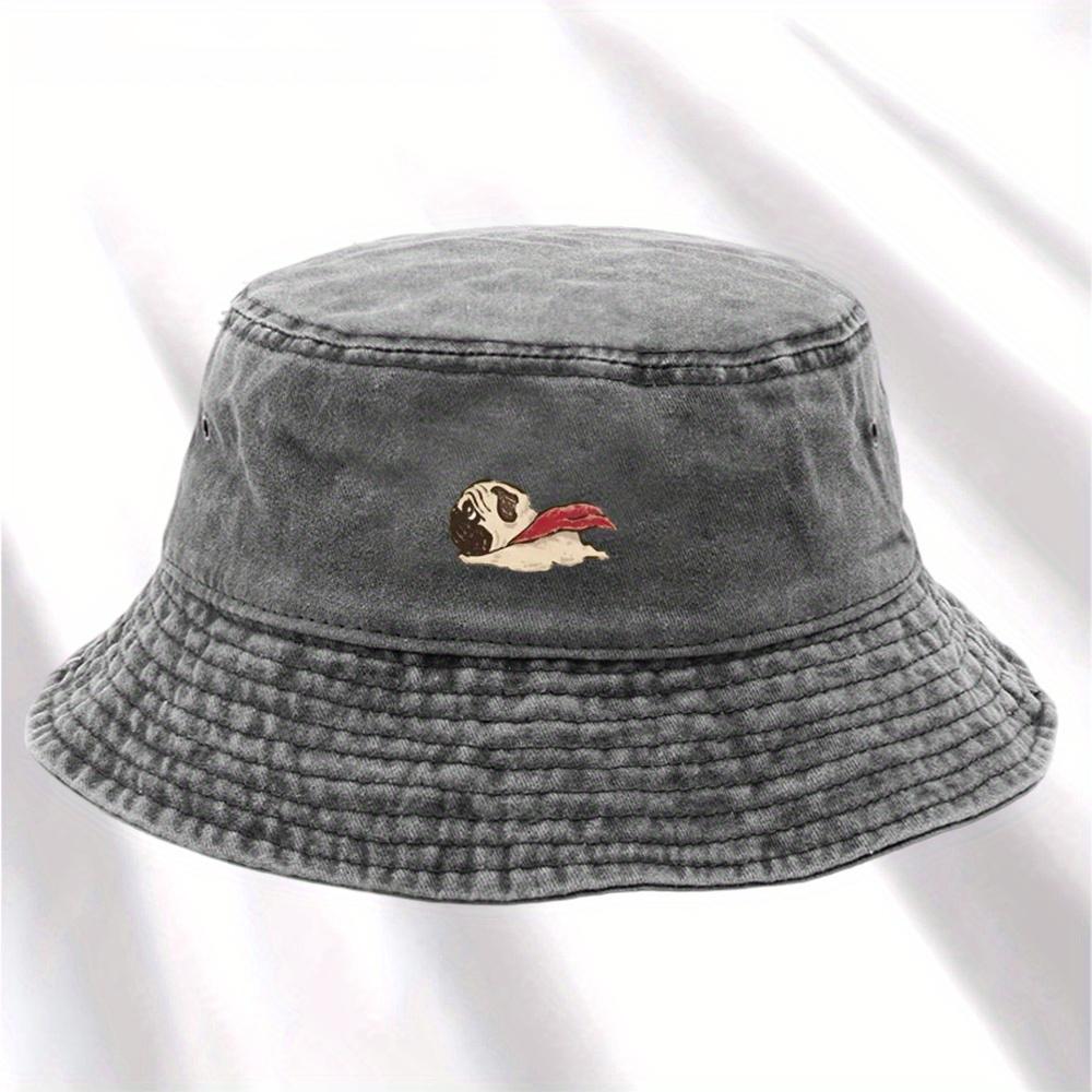 

Dog print fisherman hat, foldable storage, washed and vintage style, men s and women s fashionable bucket hat basin hat One Size сірий колір
