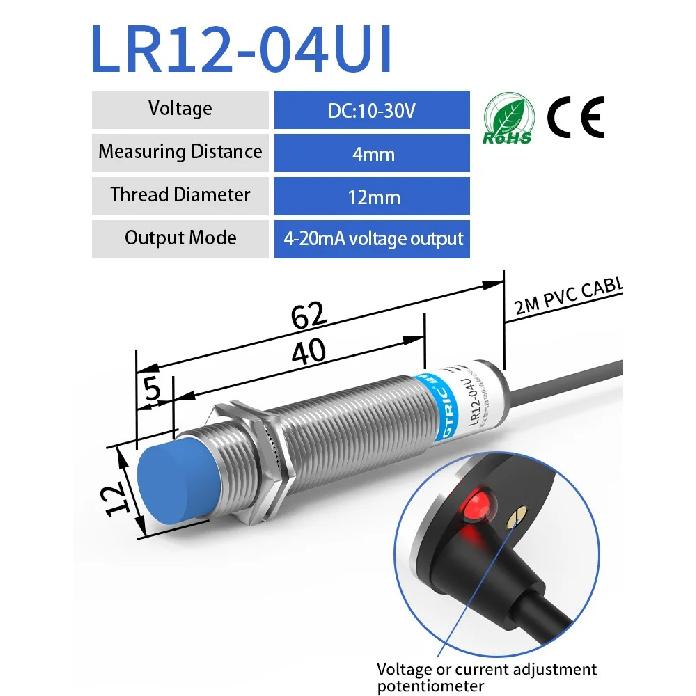 GTRIC Analoger Linearer Weg Näherungssensor M12 M18 M30 0-10V Spannung oder 4-20mA Stromausgang Induktiver Schalter