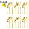 18/24Pcs Flatware Set Food-Grade Stainless Steel Cutlery Set for 6 Mirror Polished Utensils Set for Home Kitchen Restaurant