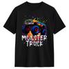 Monster Truck Retro Colorful Graffiti Toddlers Summer T Shirts Unisex Pure Cotton Round Neck Oversized Clothes Short Sleeve Tops