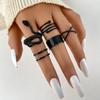 Vintage Gothic Black Rings Set for Women Girls Retro Multi Knuckle Joint Finger Ring Personality Snake Trendy Zircon