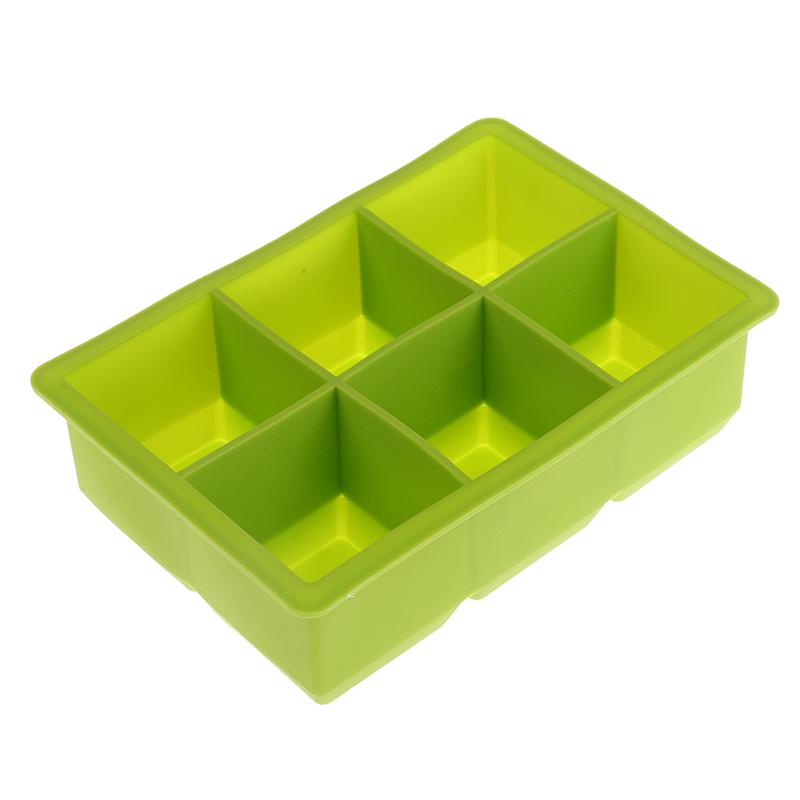 

6-сетчатая форма для лотка для льда, большая силиконовая форма для квадратного лотка для кубиков льда, сделанная своими руками зелёный