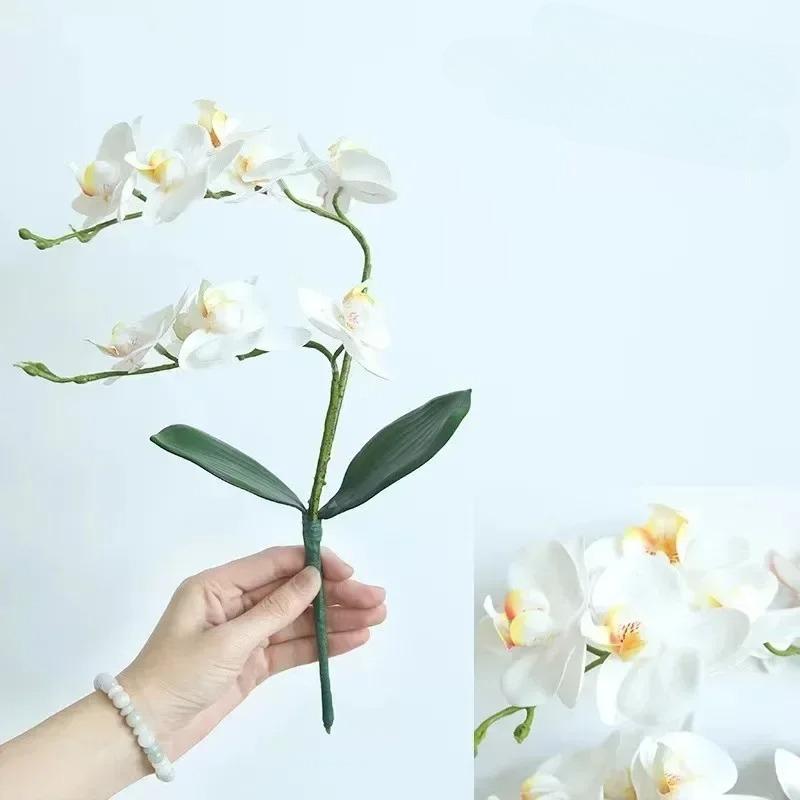 

46cm Silk Orchid with Leaves Artificial Flower Butterfly Orchids Fake Flower Home Wedding Decoration Flores Christmas Decoration белый