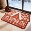 Gingerbread House Christmas Rug Gingerbread Welcome Door Mat Christmas Non Slip Entrance Rug