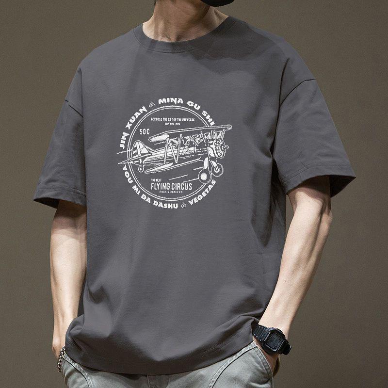 Herren Kurzarm Print Baumwoll T-Shirt Sommer Tops