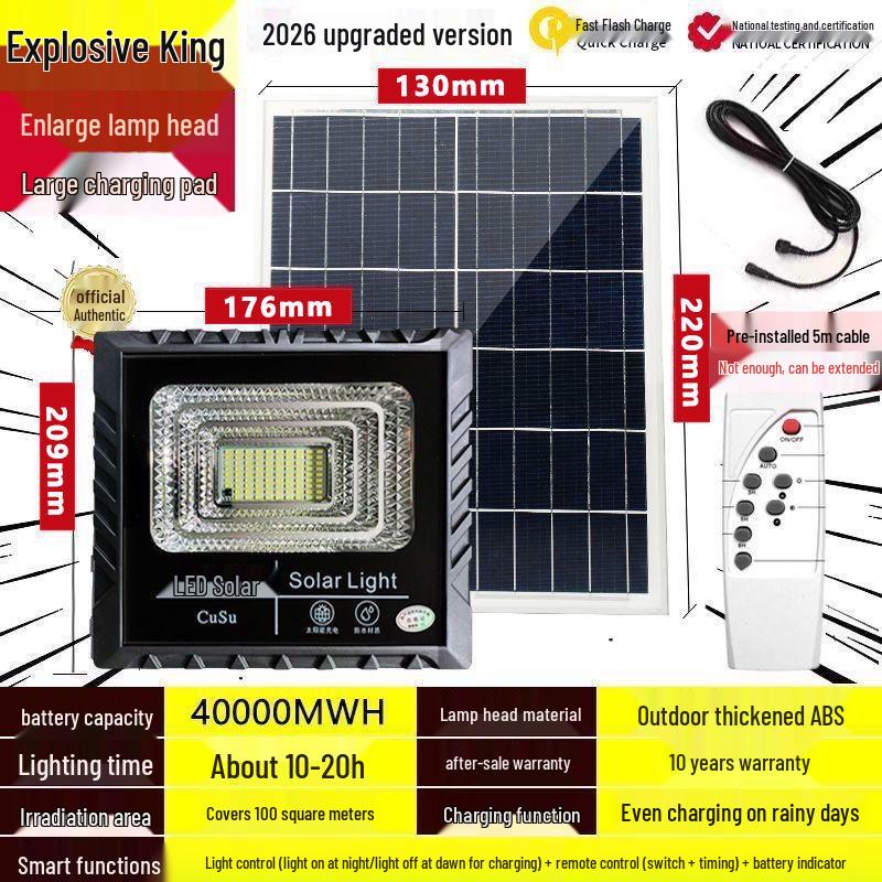 2026 Solar Courtyard Outdoor Lamp: Super Bright, Waterproof, Auto-On at Dusk