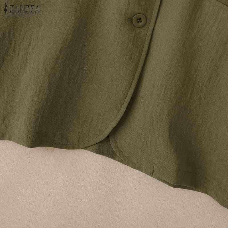 ZANZEA Women Turn Down Collar Casual Long Sleeve Thin Cardigan Blazer