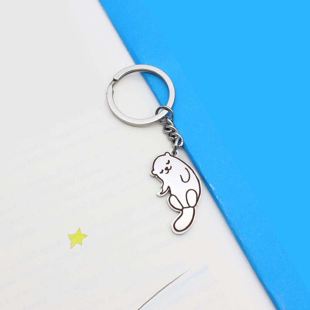 Set of 2 Matching Keychain Animal Key Rings Stylish Couple Key Chain Stainless Steel Keyring Decorations for Lovers