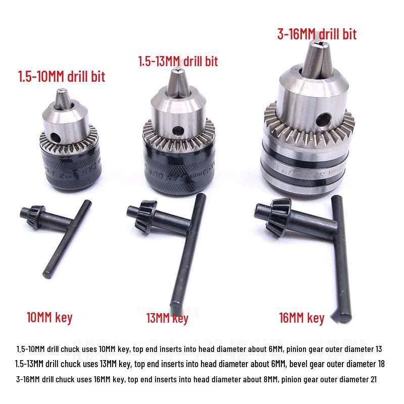 Klíč na sklíčidlo ruční vrtačky - Příslušenství pro elektrické nářadí pro pistolovou vrtačku (10 mm, 13 mm, 16 mm)