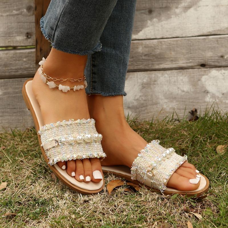 

Женские модные шлепанцы на плоской подошве, женская обувь, комфортные летние уличные пляжные роскошные сандалии, женские шлепанцы 43