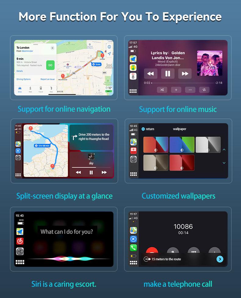 Kebidumei Wireless Carplay Adapter&Android Auto 2 In 1 USB&Type-C Dual Connector Carplay Box Plug And Play Wireless Adapter